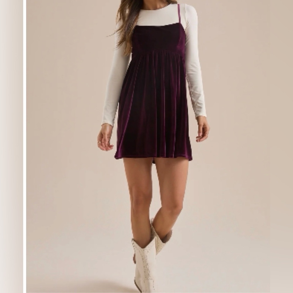Altar’d State Burgundy Velvet Mini Dress NWT Holiday Party XS